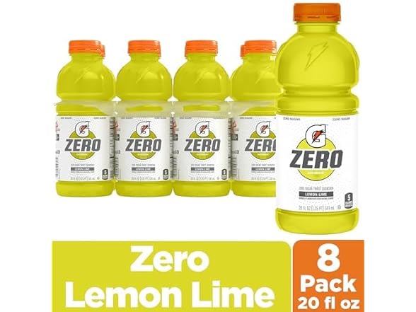 8PK Gatorade Zero Sugar Thirst Quencher Lemon Lime