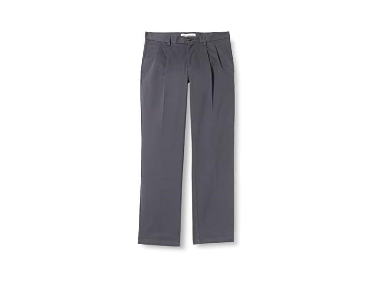 Amazon Essentials Men's Classic-Fit Wrinkle-Resistant Pleated Chino Pant (Available in Big & Tall), Charcoal, 30W x 30L