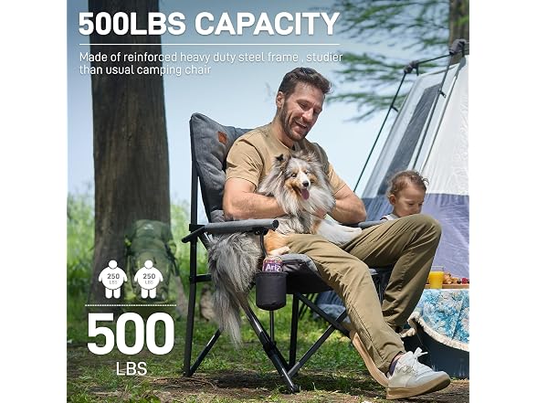 EVER ADVANCED Grey Padded Camping Chair 2 Pack