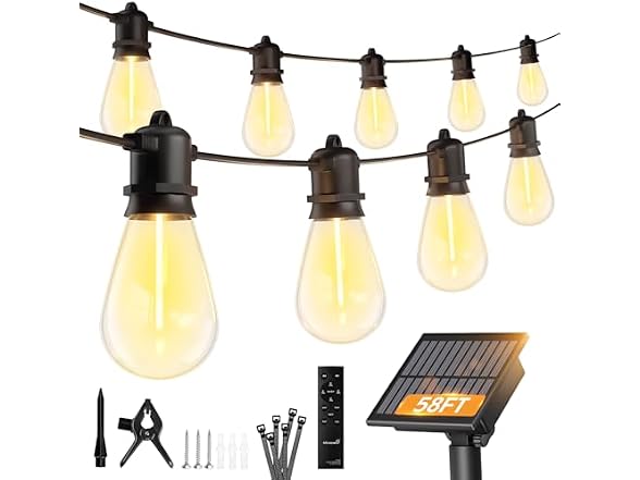 Minetom 34 FT S14 Solar String Lights