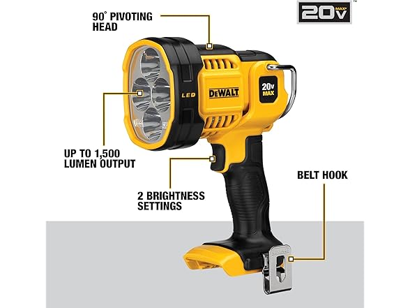 DEWALT 20V MAX LED Work Light, Handheld Spotlight with 508 Y (Open Box)