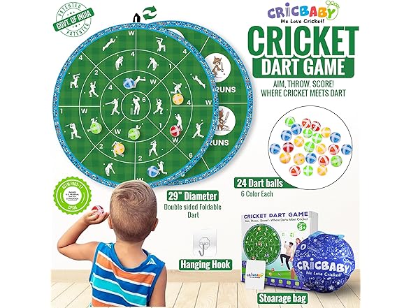 CRICBABY Cricket Dart Game, Double Sided