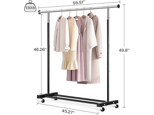 VICERII Rolling Garment Clothes Rack