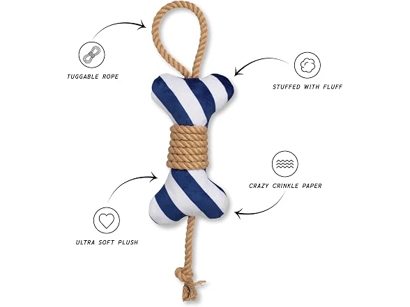 Fringe Studio Feelin' Nauti Plush Dog Toy, Bone