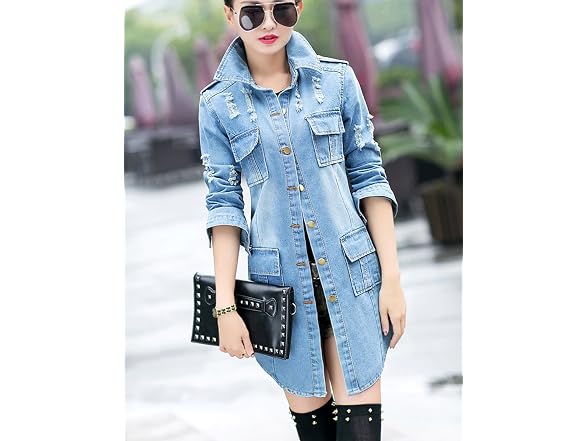 Tanming Women (L) Casual Lapel Slim Windbreaker