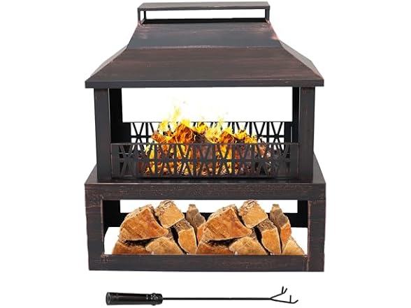 Sunnydaze 35" Steel Outdoor Fireplace