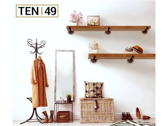 TEN49 Real Wood Rustic Floating Shelves Wall Set of 2