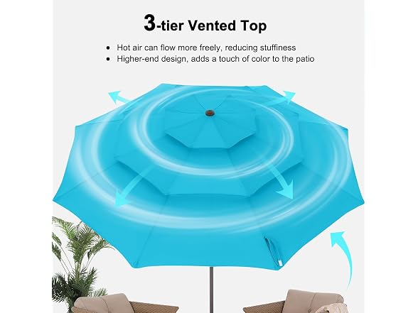 ABCCANOPY 3 Tiers Patio Umbrella 11ft Blue