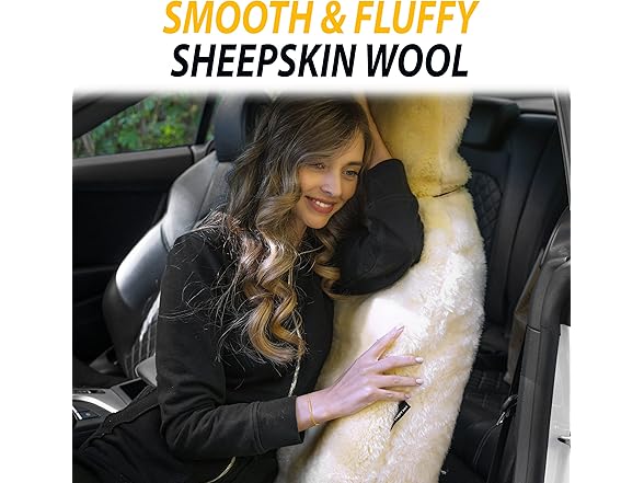 ZONE TECH Sheepskin Car Seat Cover Ivory or Black