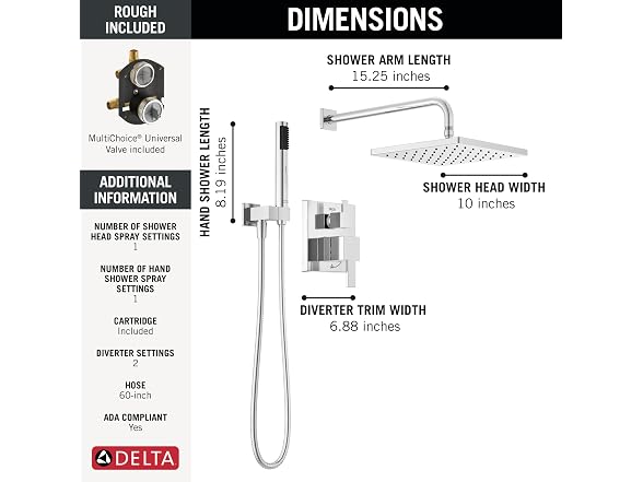 Delta Modern 14 Series Square Rain Shower