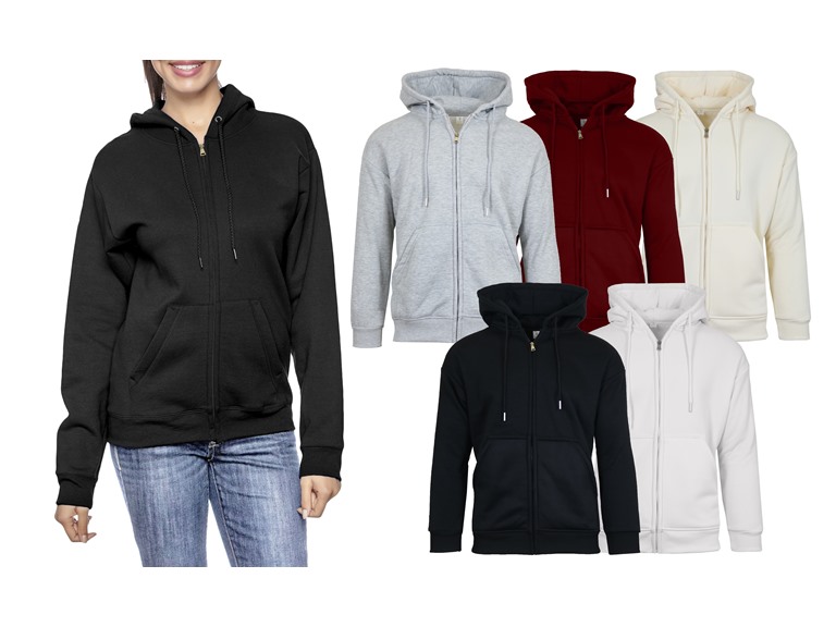 3-Pack Assorted Women's Loose Fit Sherpa-Lined Full Zip Hoodie