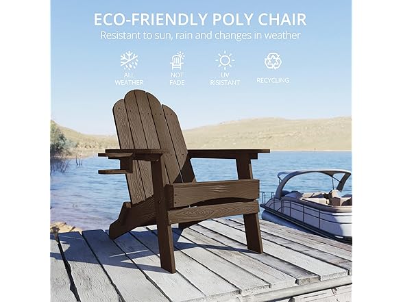 Dark Brown Folding Adirondack Chair Set of 4