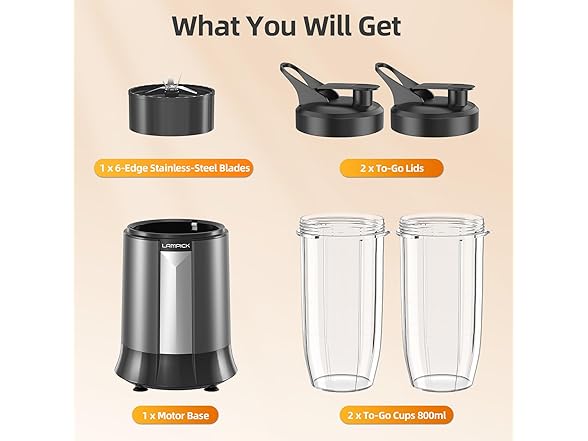 Lampick 1500W Personal Smoothie Blender