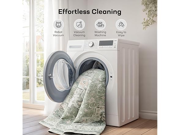 Marsail 8x10 Washable Green Area Rug