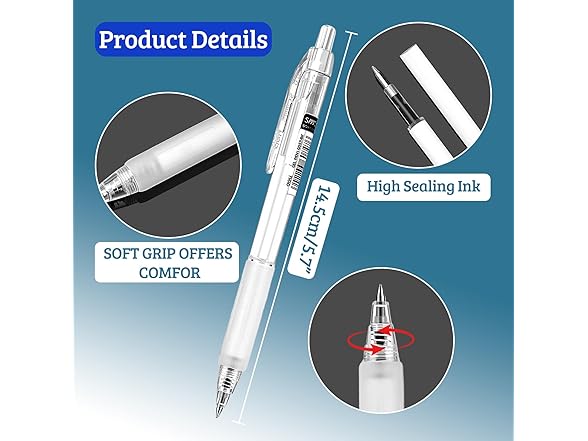 BASUNOCL 12 Pcs Black Ink Gel Pens, 0.5mm