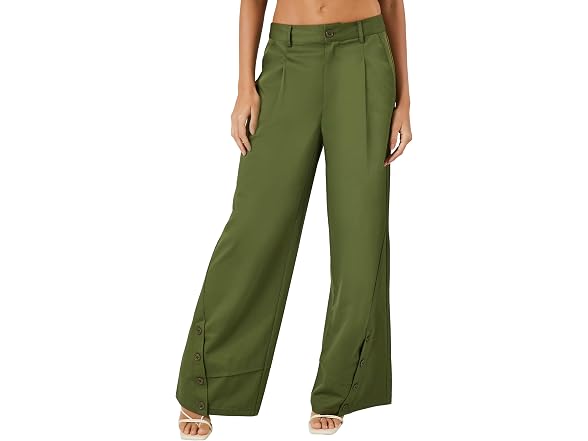 Forever 21 (S) Button-Hem Wide-Leg Cypress Pants