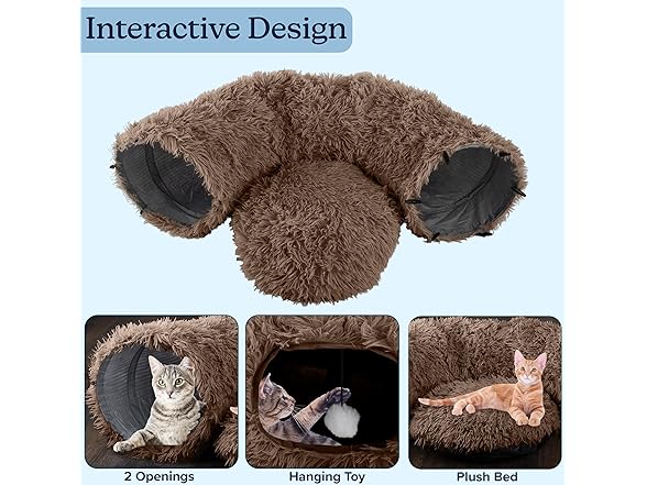 PETMAKER Cat Tunnel with Bed for Indoor Cats - 3F