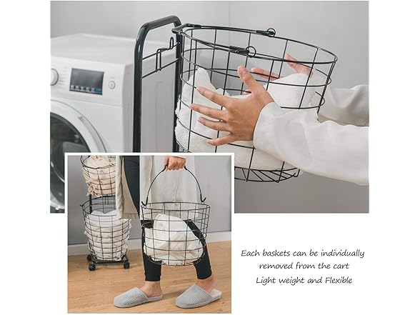 Lomani 3-layers laundry basket on wheels