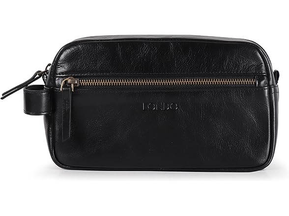 Londo Genuine Leather Travel Toiletry Bag Black