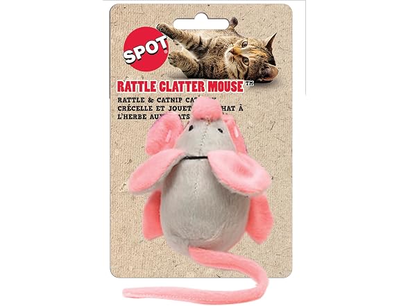 SPOT Rattle Clatter Mouse Catnip Cat Toy, Plu