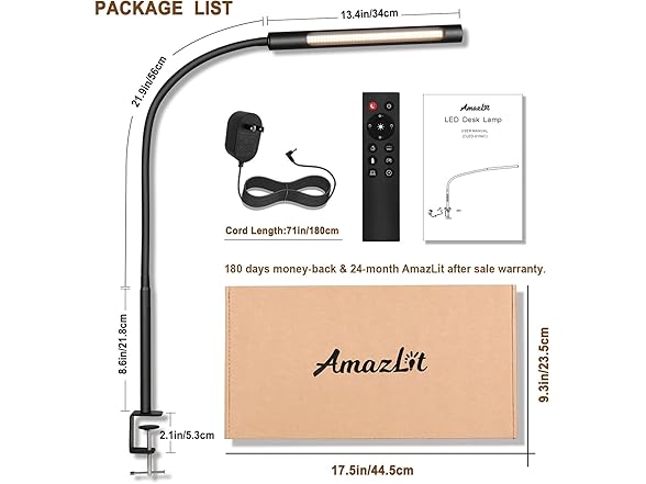 AmazLit Swing Arm Desk Light with Remote Control