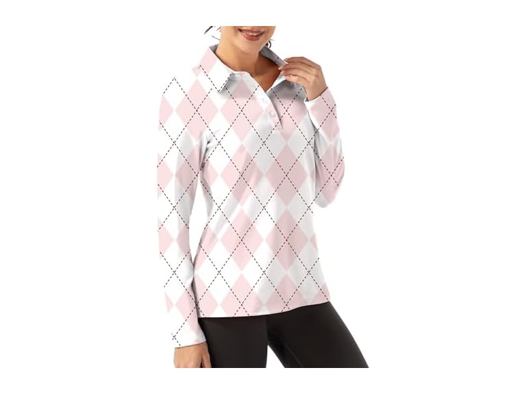 Fkeep Women Long Sleeve Polo Shirt Golf Sport Top - Gallery 34