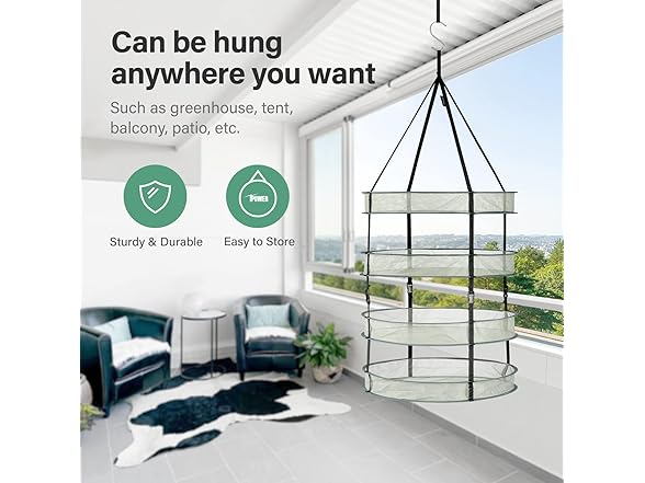 YSSOA Herb Drying Rack Hanging 4 Layer 24''