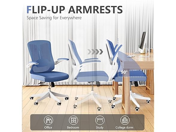 balmstar Ergonomic Office Chair Desk Chair - Mesh Computer Chair with 360° Swivel Wheels, Adjustable 90-130° Recline & Lumbar Support for Home Office, Supports up to 300lbs (01Blue) (Open Box)