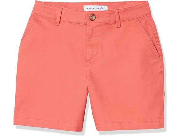 Amazon  Essentials 5" Khaki Shorts Coral Pink 12