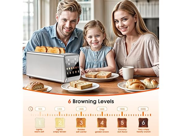 4 Slice Touch Screen Toaster Wide Slot