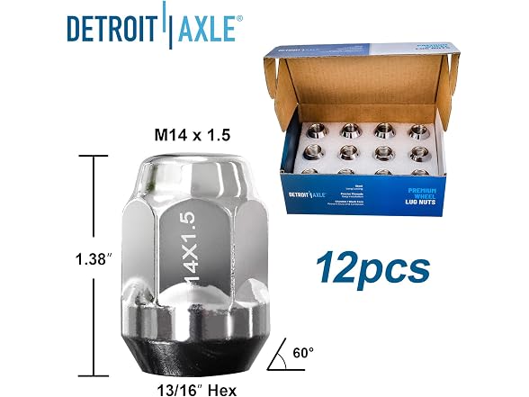 Detroit Axle - 4WD 12pc Wheel Lug Nuts for K1500 1