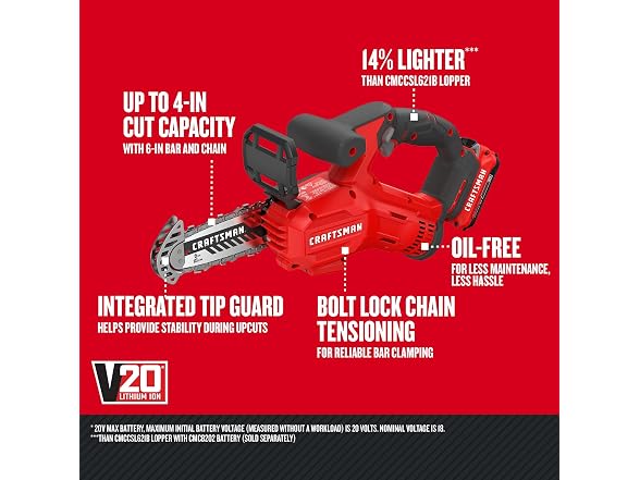 CRAFTSMAN CMCCS320D1 V20 Cordless Pruning Chainsaw