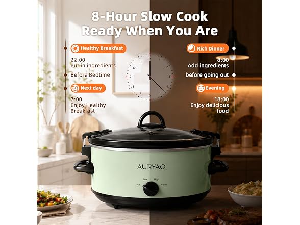 AURYAO 6 Quart Slow Cooker