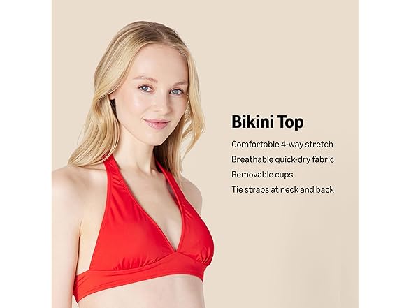 Amazon Essentials Womens Light Support Halter Bikini Top