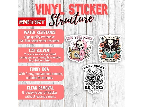 GNAART Skeleton Flower Bookish Stickers