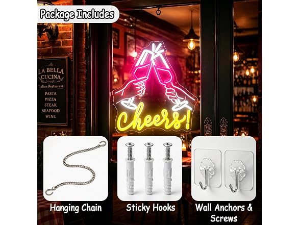 Whfobfe Cheers Neon Sign for Wall