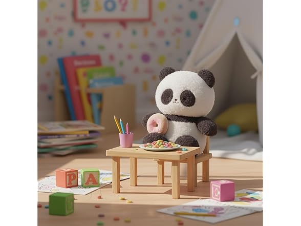 Linzy 10” Panda Stuffed Animal Holding Donut