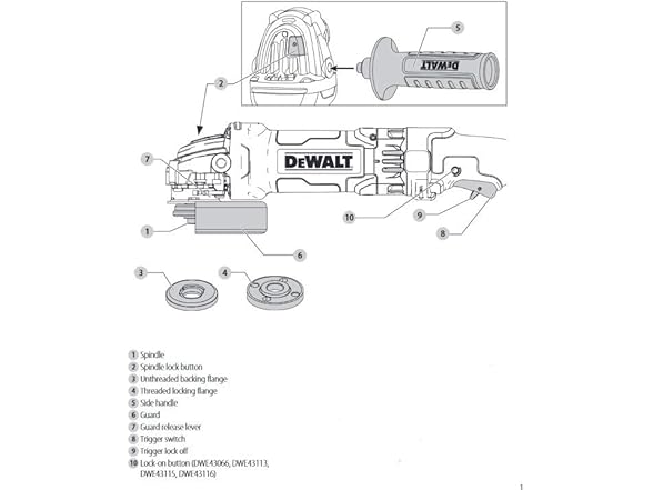 DEWALT DWE43115N Angle Grinder Tool 4-1/2 to 5-In