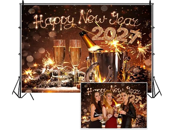 DORCEV 10x8ft Happy New Year 2027