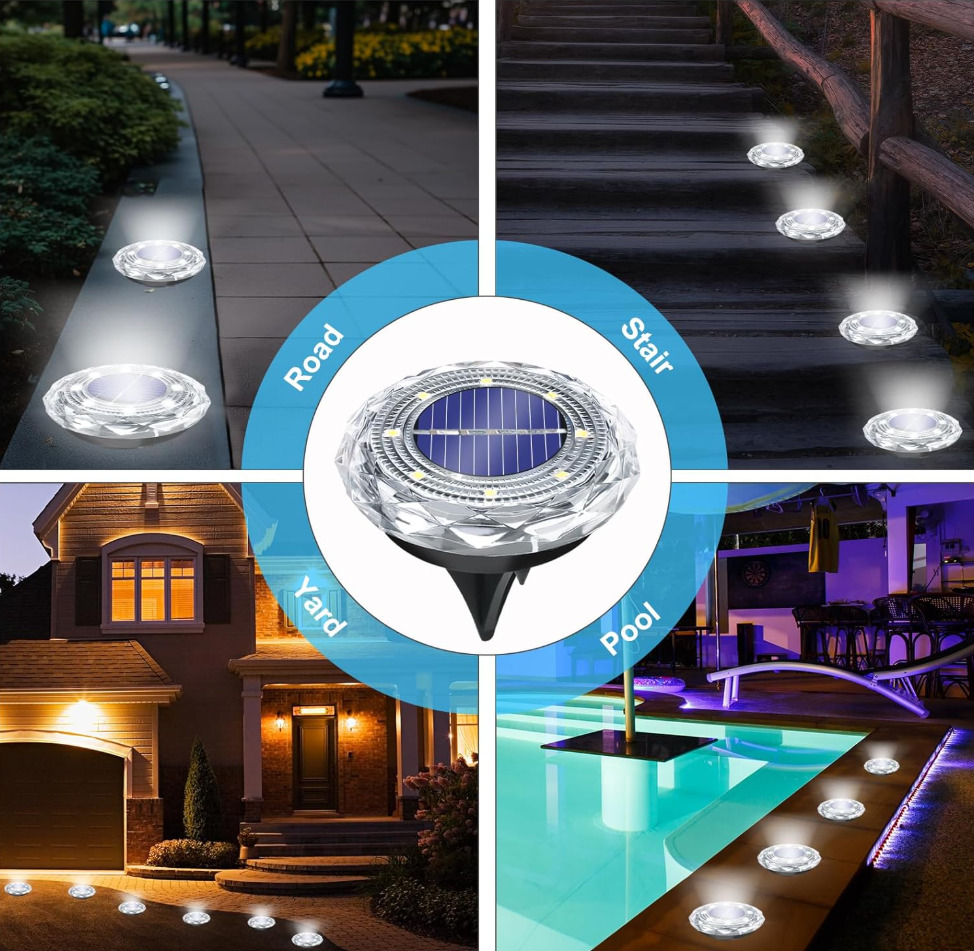 Hakol 12-Pk Solar Ground Light Outdoor Cool White - Gallery 15