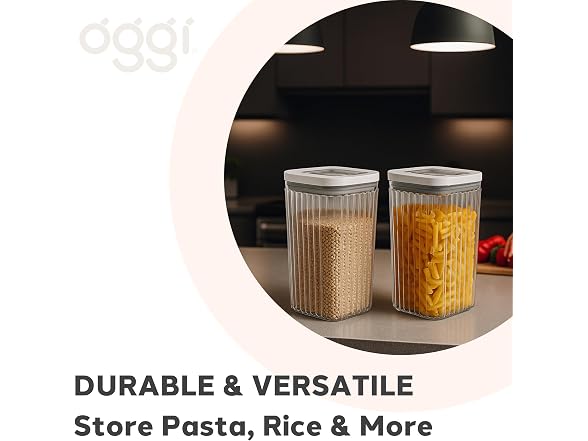 Oggi Airtight Clear Fluted Canister Set of 2