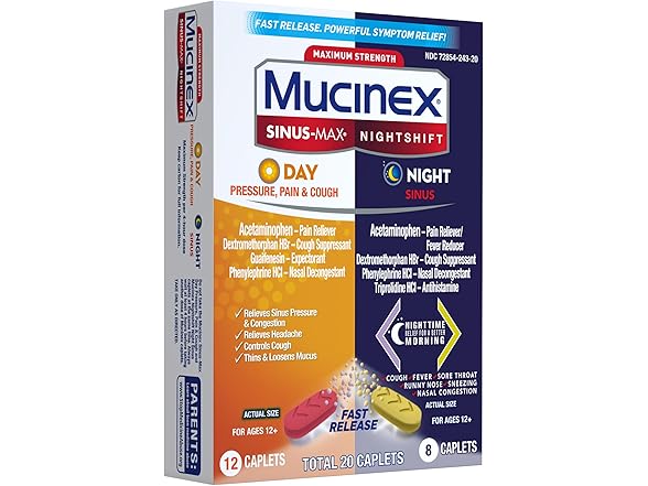 Mucinex Nightshift Sinus Caplets 2Pk