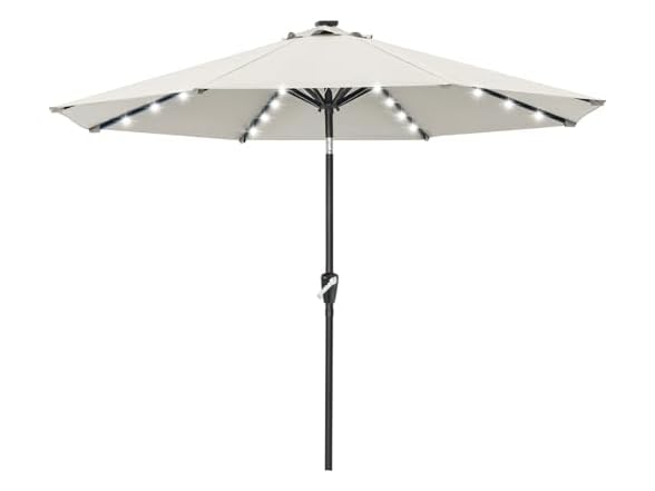 ABCCANOPY Solar Led Patio Umbrella with 32 Lights 10FT(Light Beige)