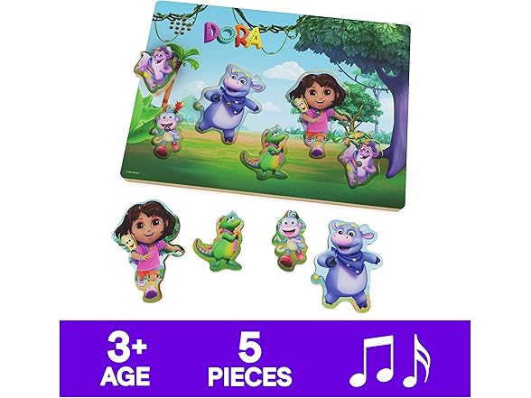 Dora The Explorer Sound Puzzle, 5-Piece Wood Puzzle