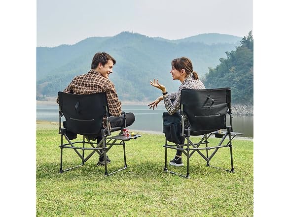 EVER ADVANCED Black Camping Chair 2 Pack