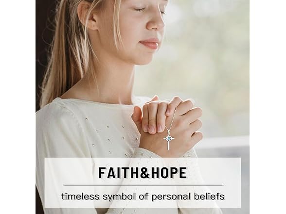 Sterling Silver Cross Birthstone Necklace