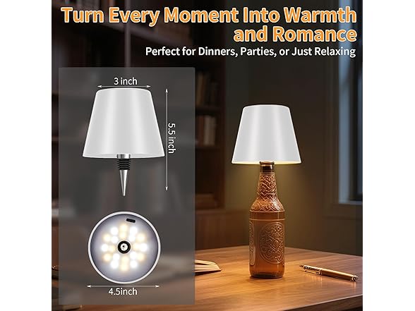White Shade Wireless Bottle Lamp