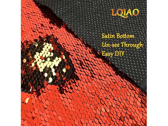 LQING HOT Red Gold-Reversible Sequin Fabric