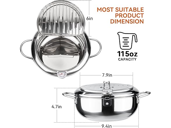 Kerilyn 9.4 Inch Deep Fryer Pot