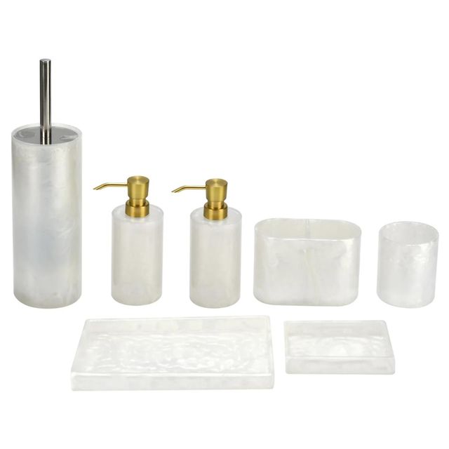 J&V Textiles 7 Pc Resin Bathroom Accessories Set IVORY - Gallery 8